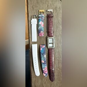 Origami Owl Burgundy Watch Set